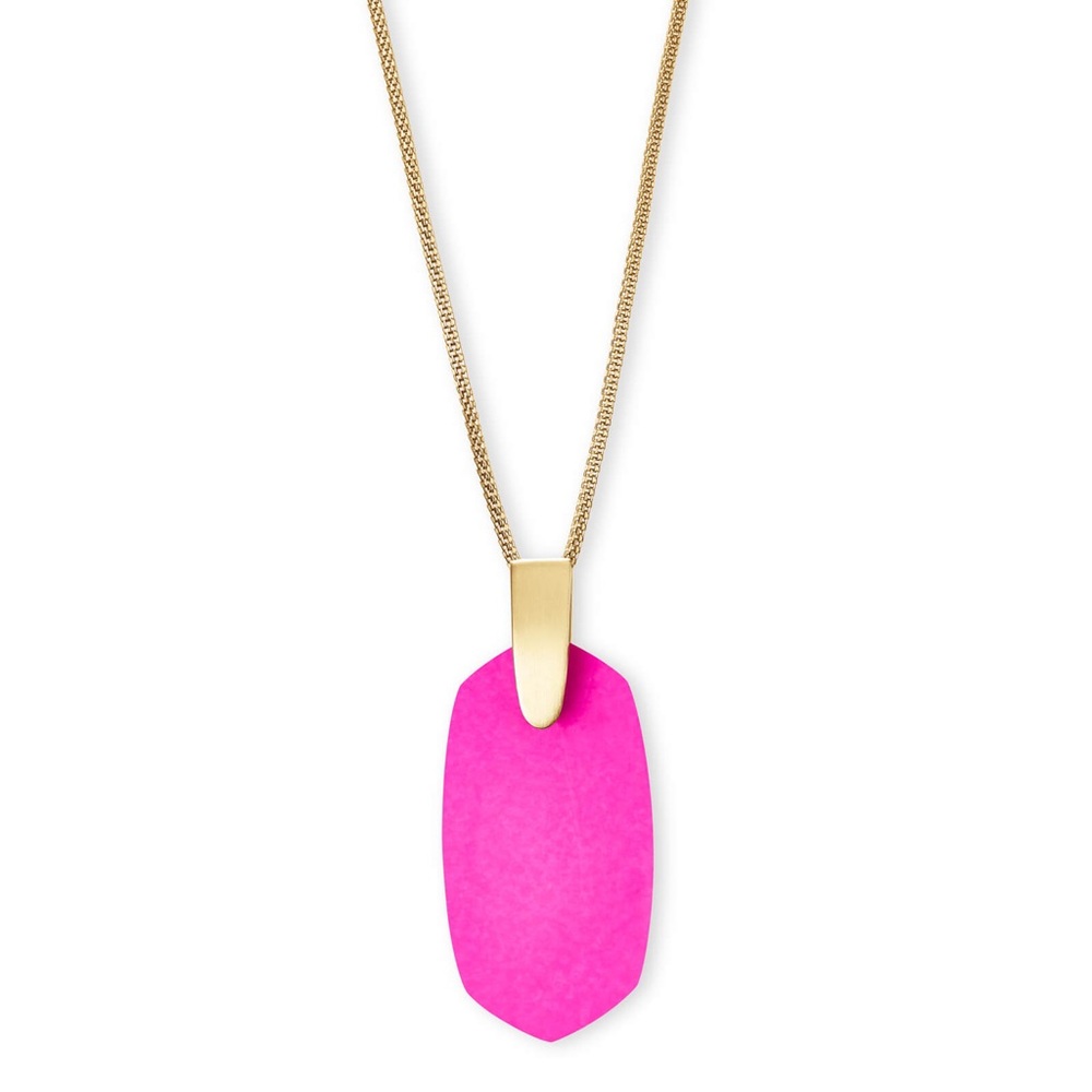 Kendra Scott Gold Chain Necklace with Hot Pink Pendant